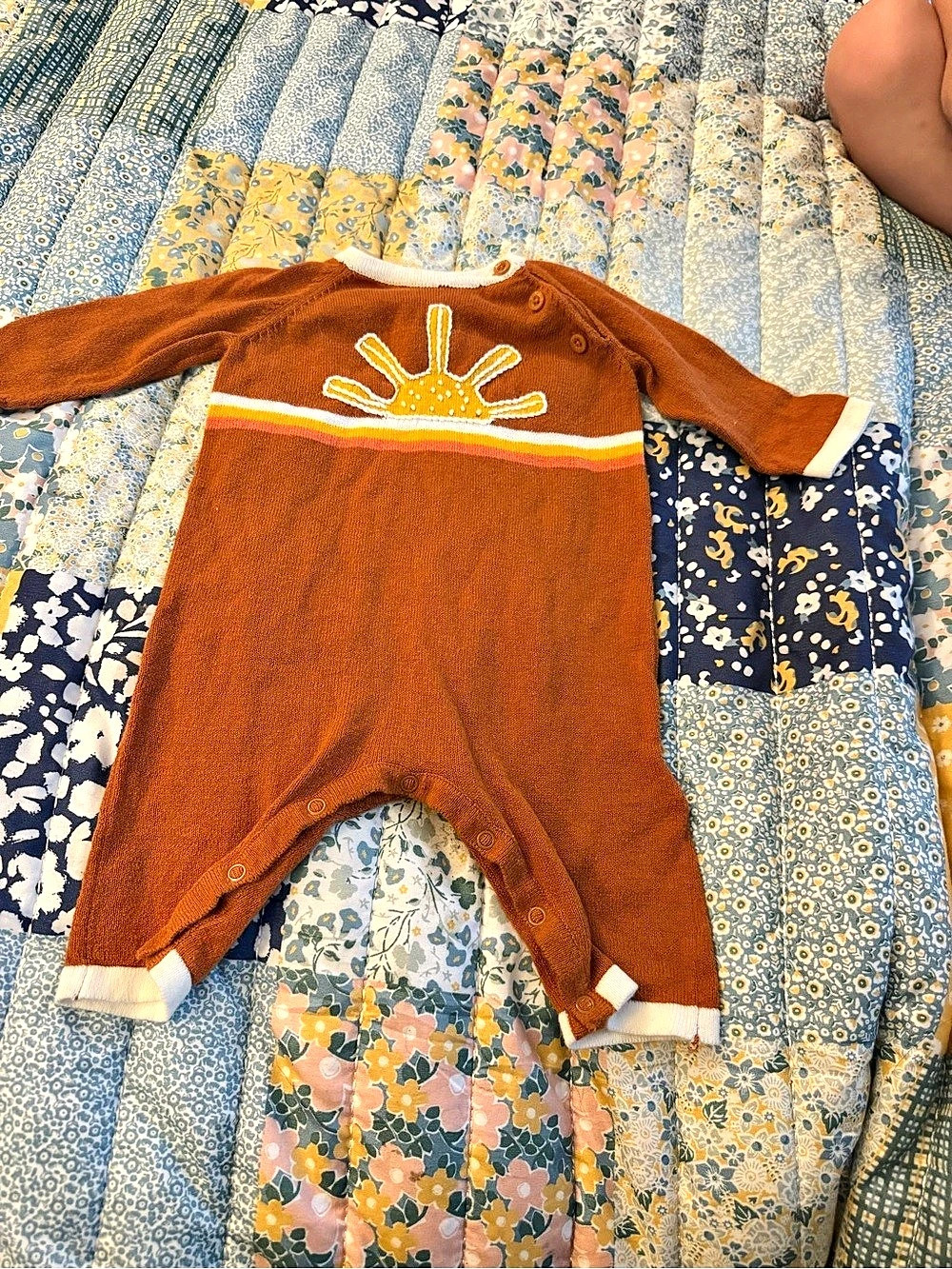 Angel Dear Baby Romper Brown & White 0-3M